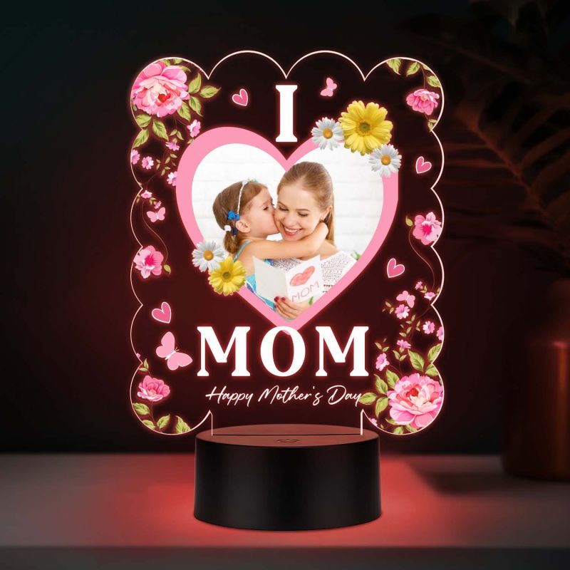 Personalized I Love Mom UV Print Photo Multicolor LED Night Lamp Mothers Day Gift Light